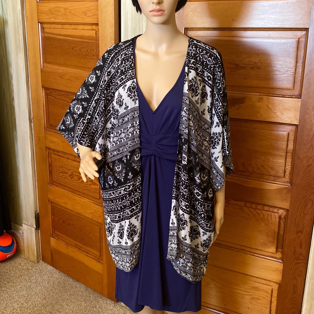4/$10 Anthropologie Bird Cage Label Polyester Kimono Bohemian Boho Beach Cover…